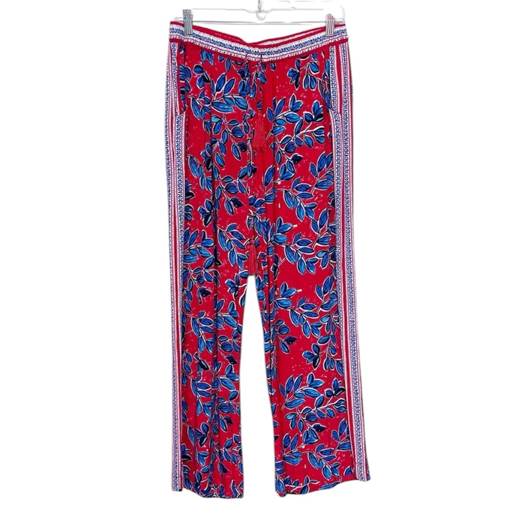 Fever Palazzo Casual Red w/ Blue Flowers